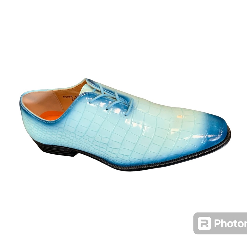 Mens Blue Two tone dress  shoe for men and boys retro design